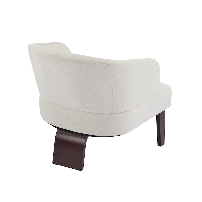 Polyester Mid-Century Accent Chair with Round Back, Wooden Legs and 300lb Weight Capacity