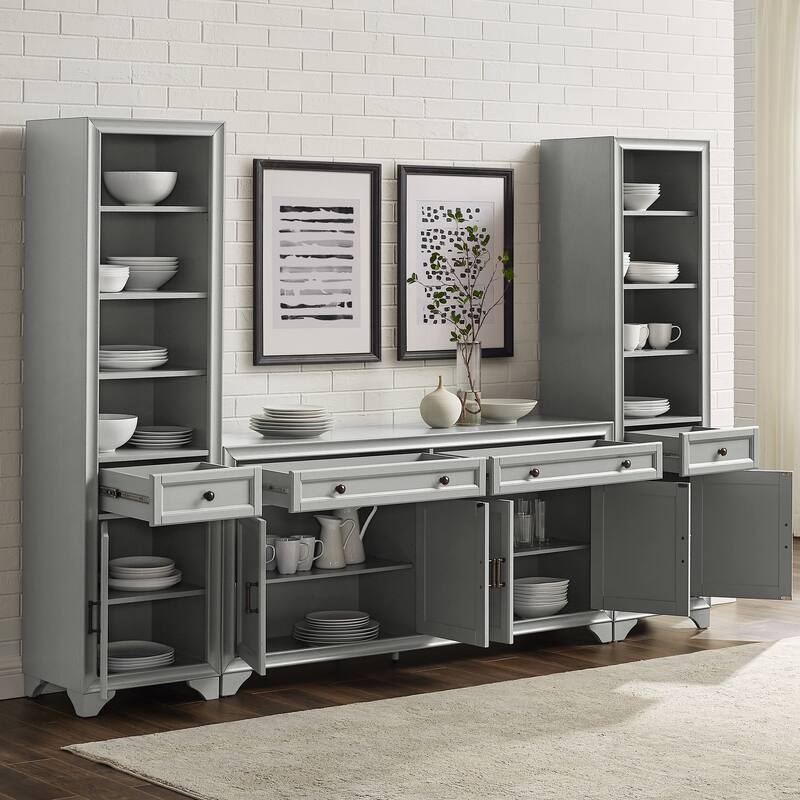 Crosley Tara 3Pc Sideboard And Bookcase Set - 15"x97"x67.63"