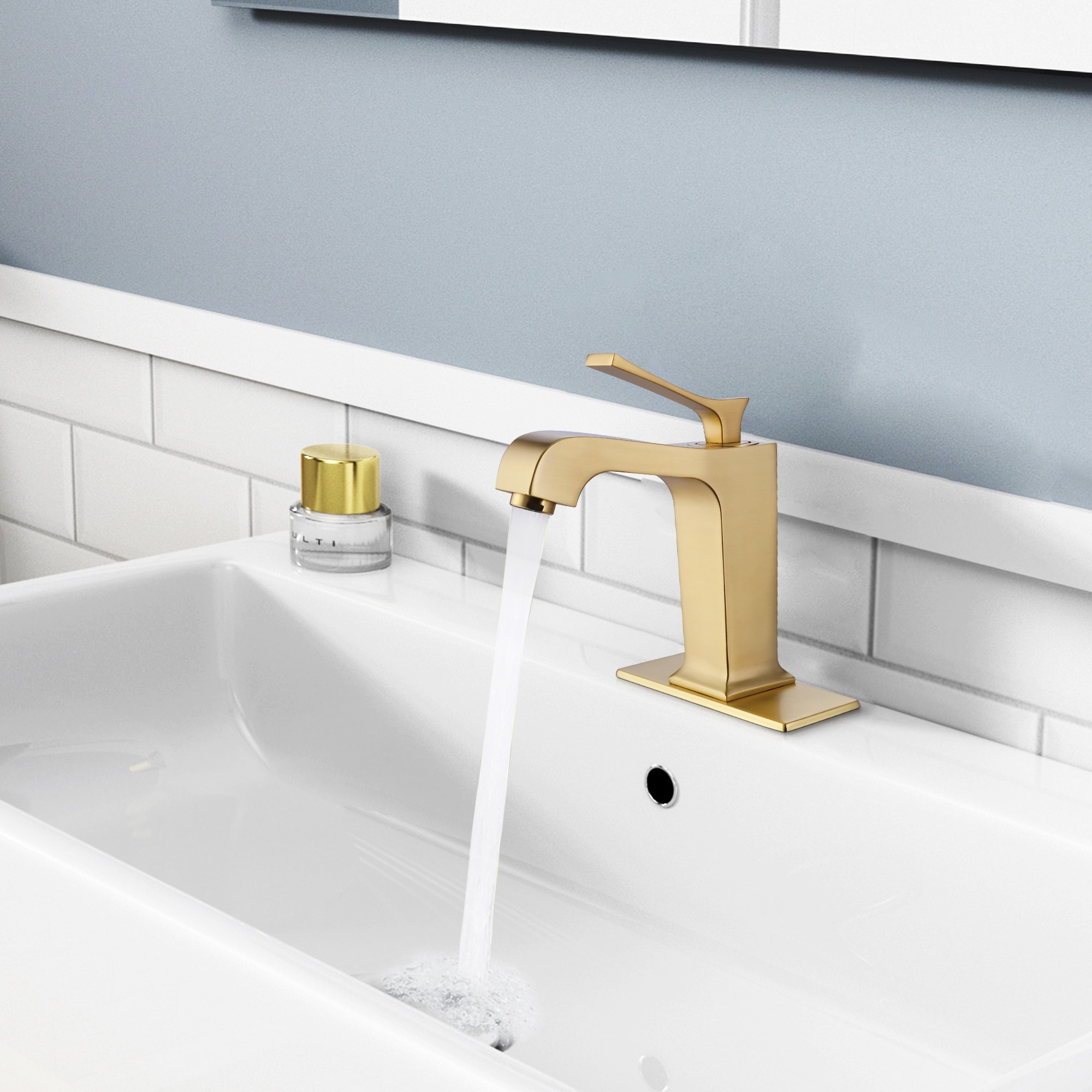 Single Handle Single Hole Bathroom Faucet With Deckplate Included In Brushed Gold