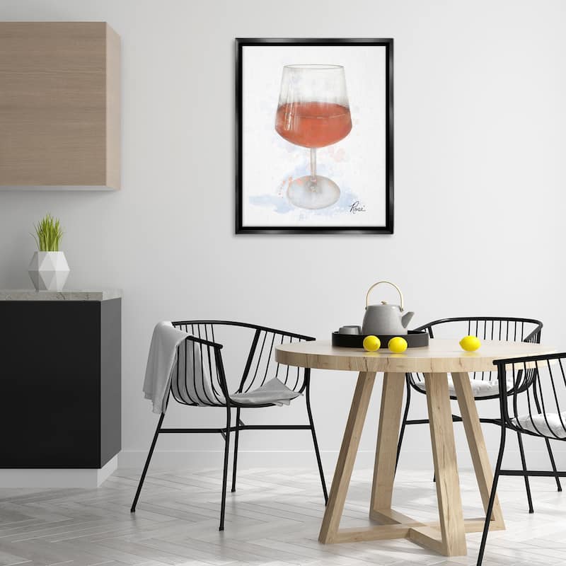 Stupell Modern Rosé in Glass Framed Floater Canvas Wall Art Design By Matthew Piotrowicz