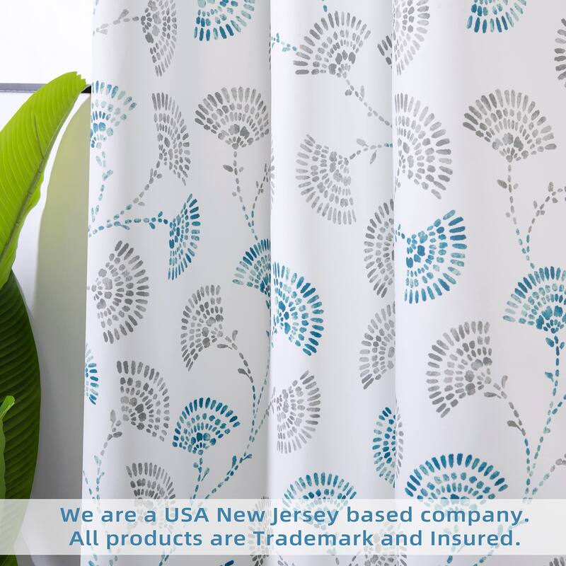 DriftAway Archer Fan Shaped Watercolor Floral Printed Tie Up Curtain - 45"x63"