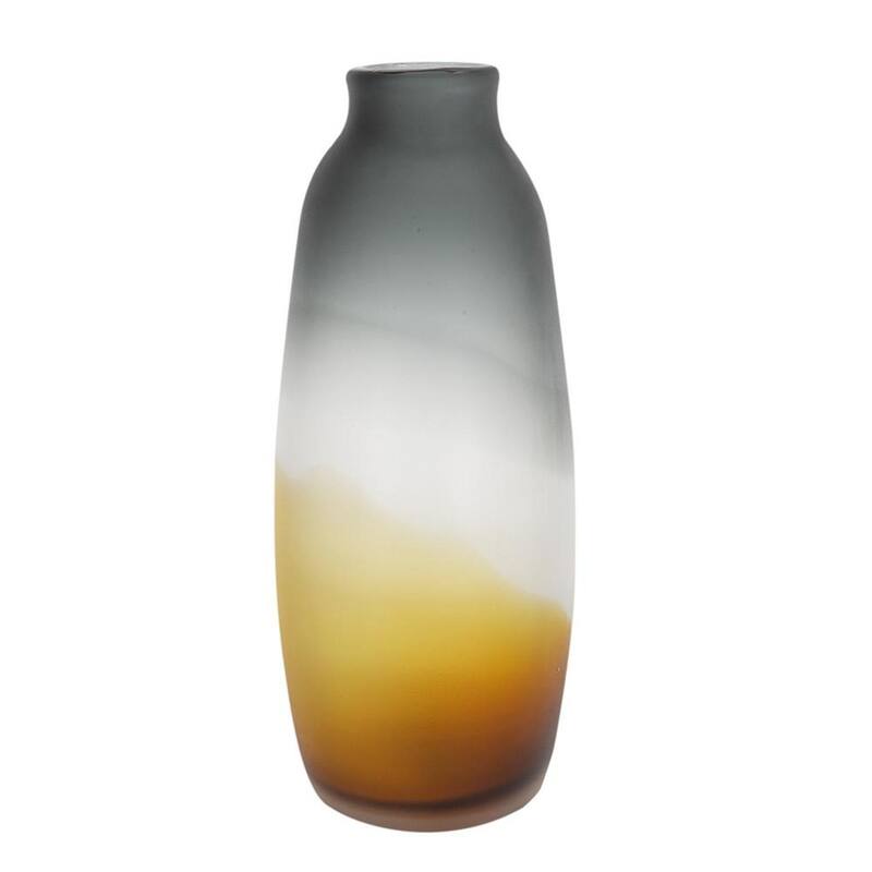 17" Charcoal And Orange Ombre Glass Table Vase - 6.70