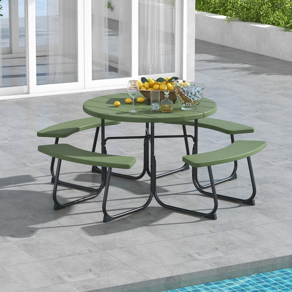 Gymax Outdoor Picnic Table Portable Picnic Table Bench w/ 4 Benches &