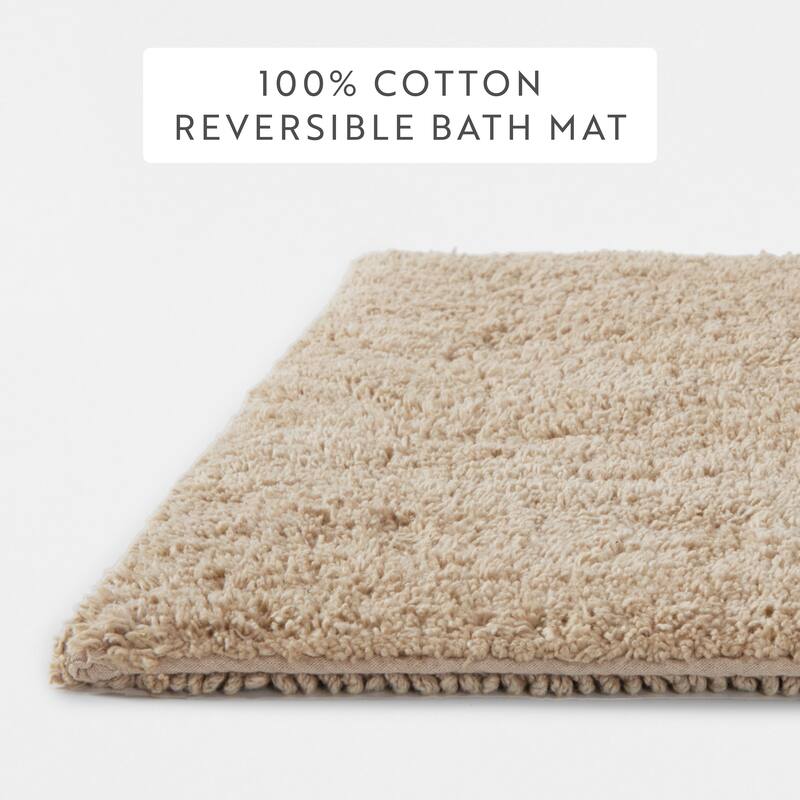 Becky Cameron 100% Cotton Reversible Solid Bath Mat