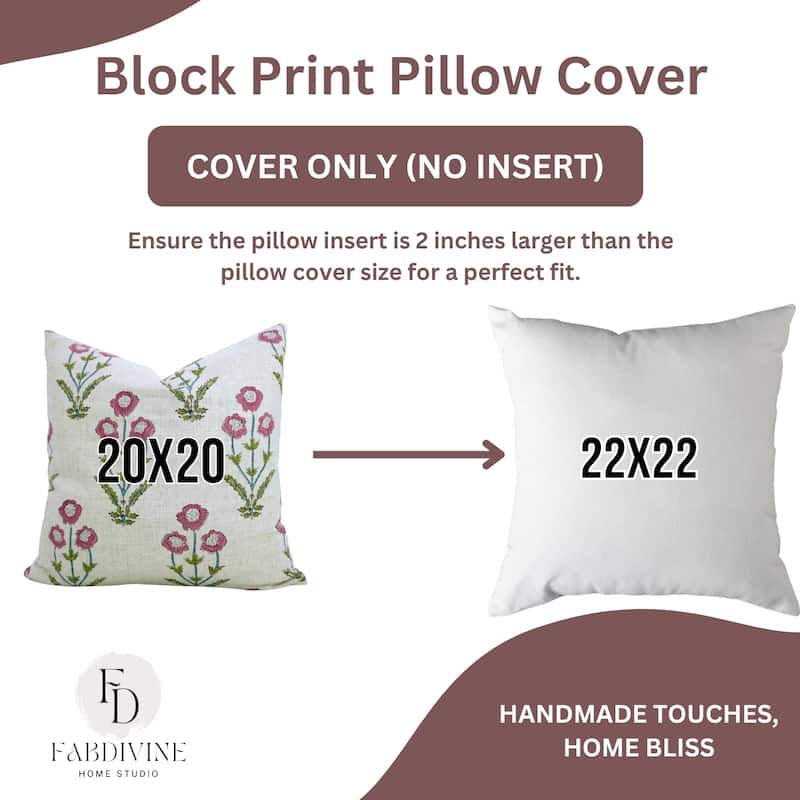Fabdivine Pink Home Cushion Cover 16x16 Inch Floral Square Throw Pillowcase Viscose Linen Living Room or Couch, Amitabh