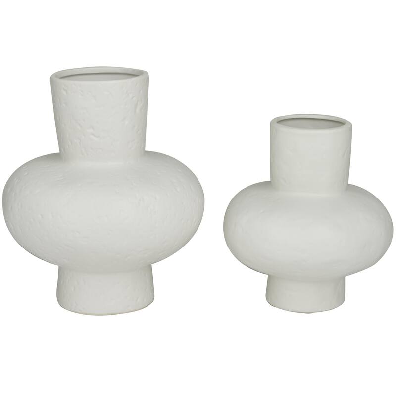 Ceramic Gourd Style Decorative Vase - Set of 2 White or Black - CosmoLiving by Cosmopolitan - White - 9", 11"H