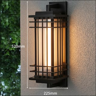 Outdoor Glass Wall Sconce, 20 Inch Classical Wall Lights, Black - 2 Pack