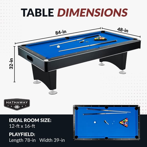 dimension image slide 1 of 2, Hathaway Hustler Billiard Pool Game Room Table with Ball Return - Black with Blue Felt