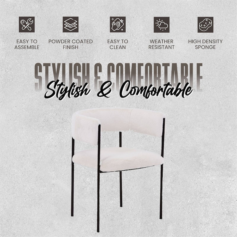 Leather Dining Chair with Open-Back Design and Powder Coated Iron Legs