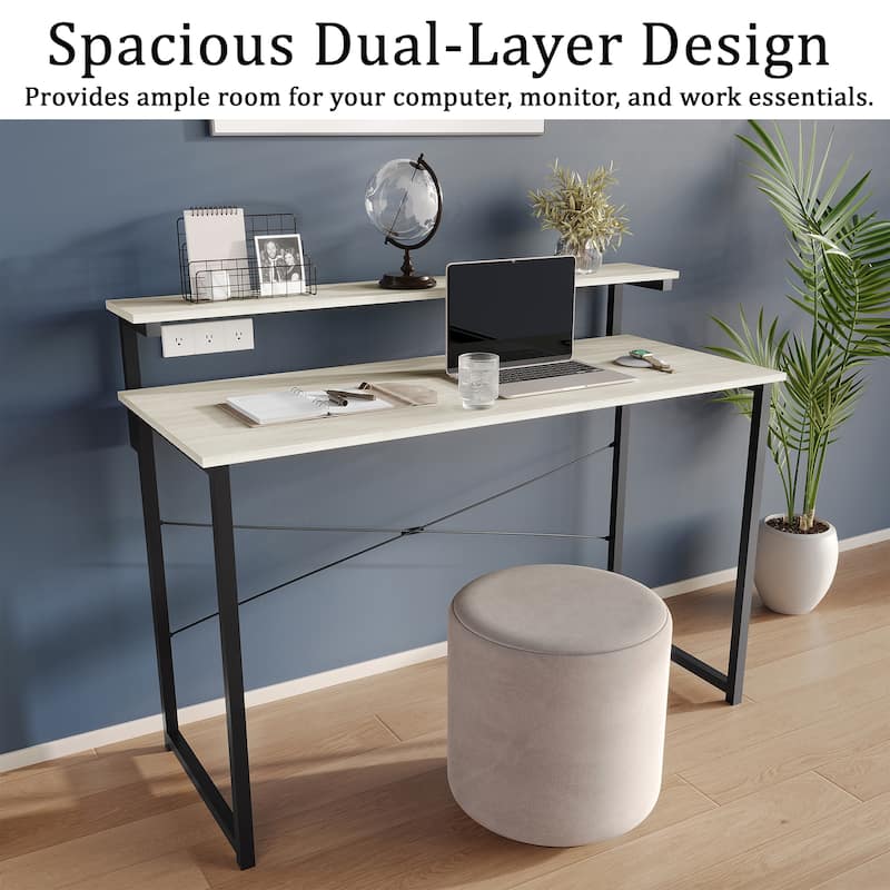 CraftPorch Minimalist 47-Inch Metal Computer Desk With Shelf