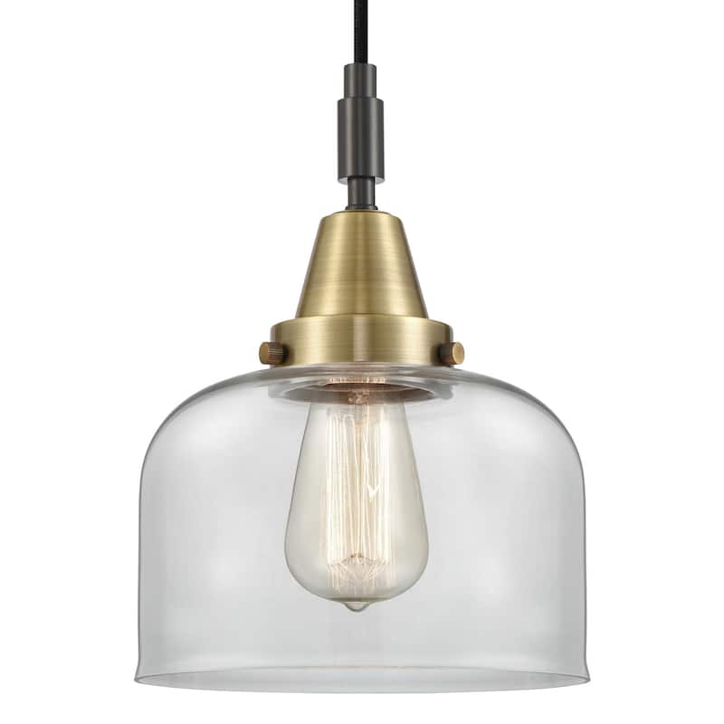 Innovations Lighting 447-1P-G72 Bell 8" Wide Mini Pendant with Clear - Black Antique Brass