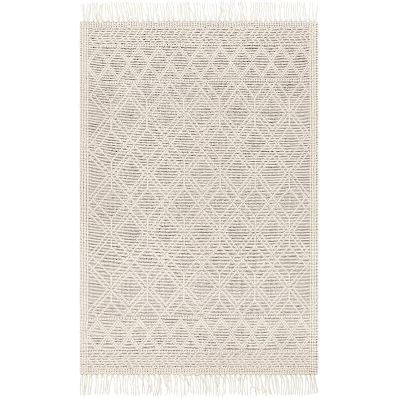 Livabliss Casa DeCampo Farmhouse Diamond Area Rug - 8' x 8' Square - Ivory/Black
