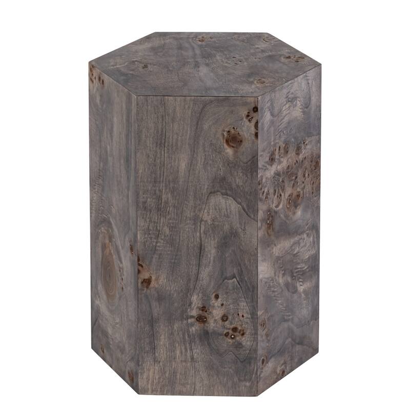 Hexagon Wooden Side Table - 18.75" - Charcoal Gray