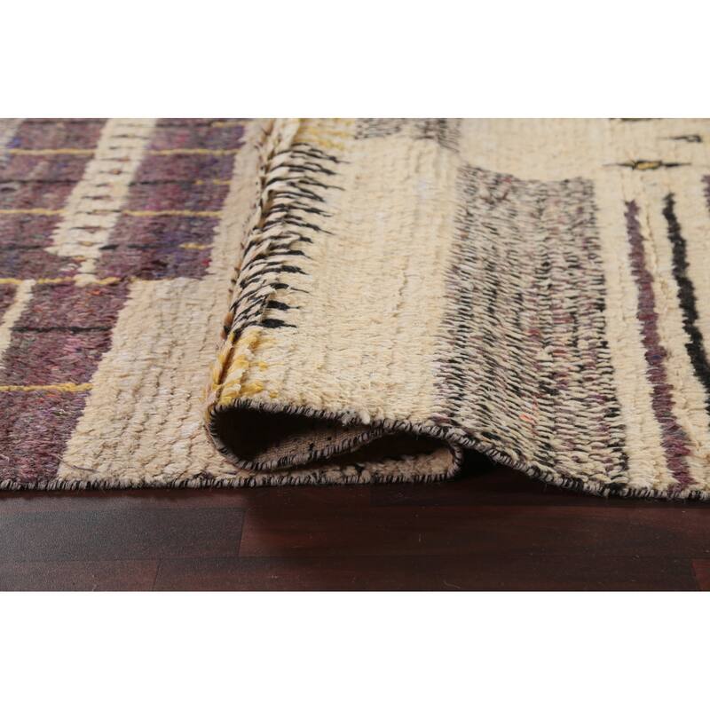 Geometric Tribal Moroccan Wool Area Rug Hand-knotted Oriental Carpet - 8'0" x 10'6"
