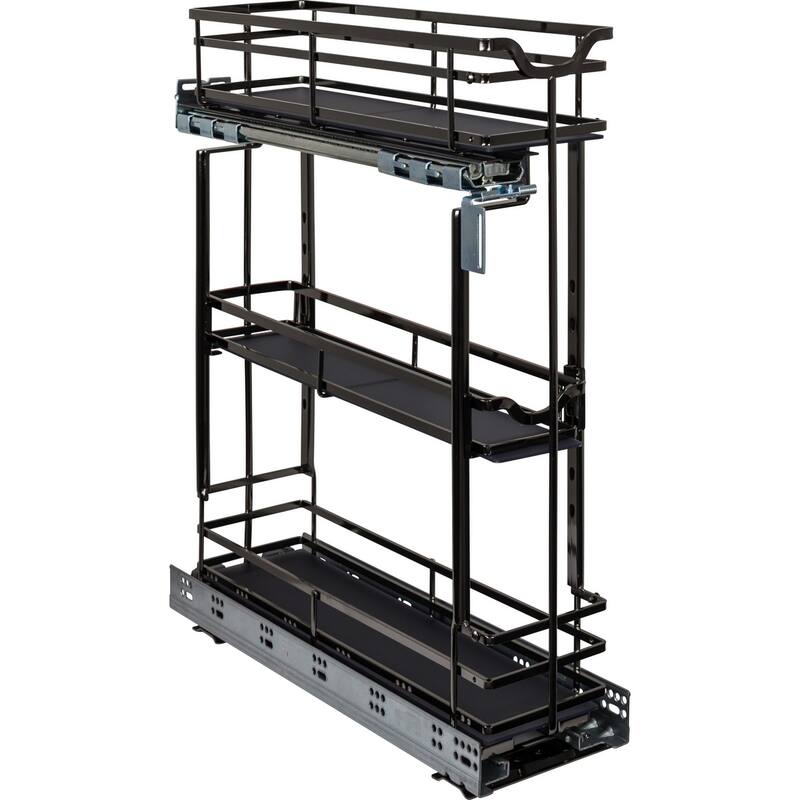 Hardware Resources 6" Wide Base Cabinet Pull Out Filler with Soft - Black Nickel