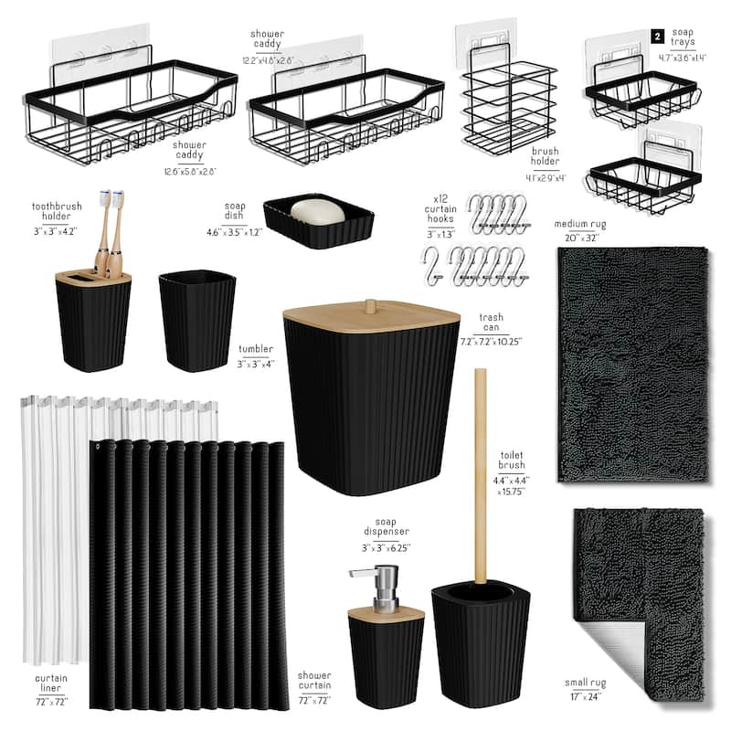 Emperyan Bathroom Accessories Set with Shower Caddy and Bath Rugs
