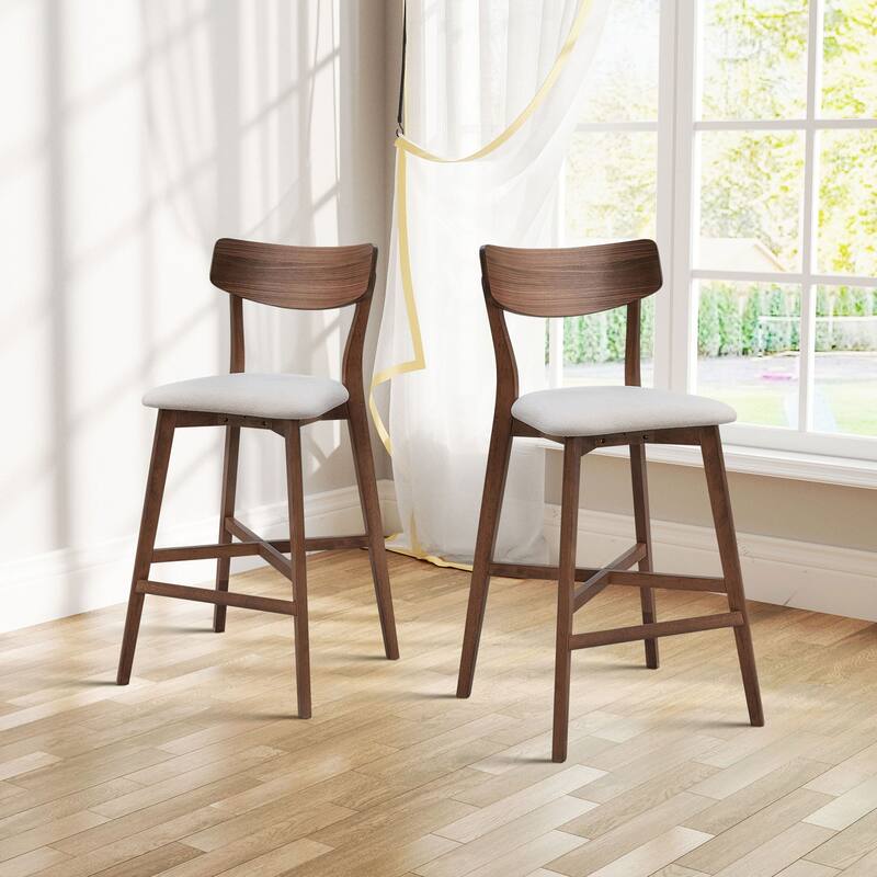 Modern Style 3-Piece Dining Set with Round Counter Height Bar Table and 2 Upholstered Dining Chairs