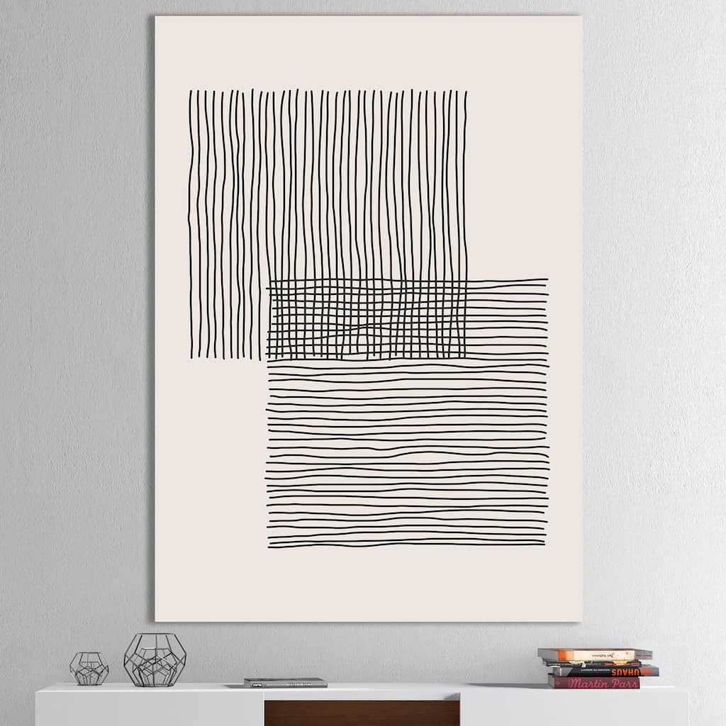 Designart "Minimal Geometric Lines And Squares II" Modern Canvas Wall Art Print
