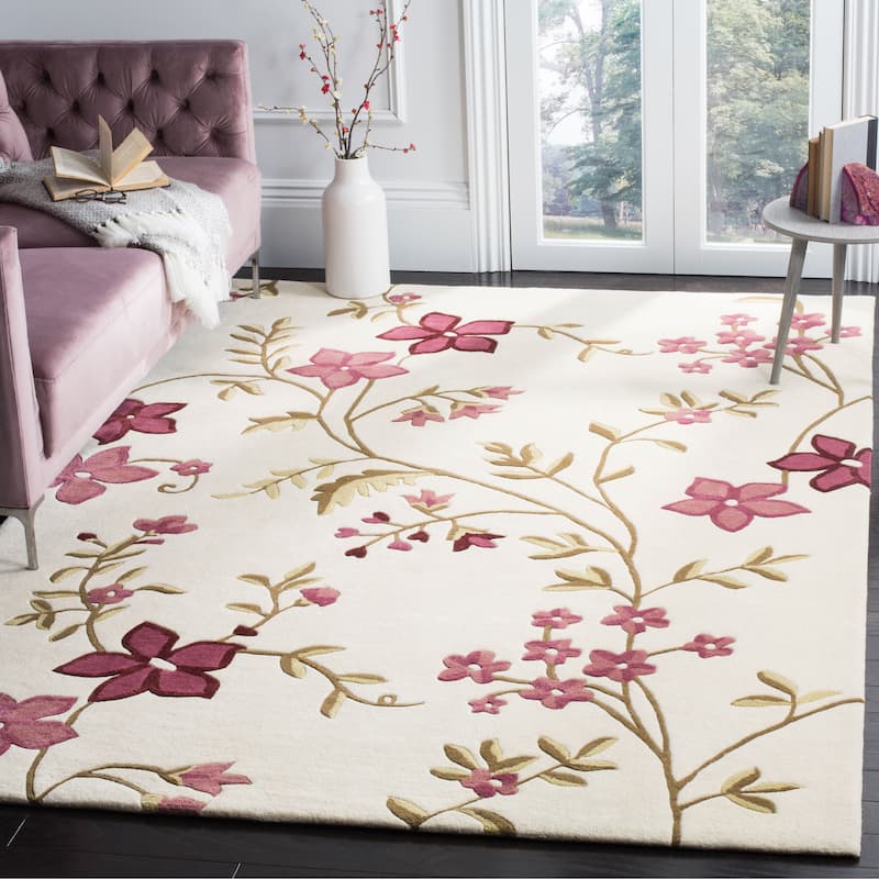 SAFAVIEH Handmade Capri Janika Modern Wool Rug - 8' x 10' - Ivory/Purple