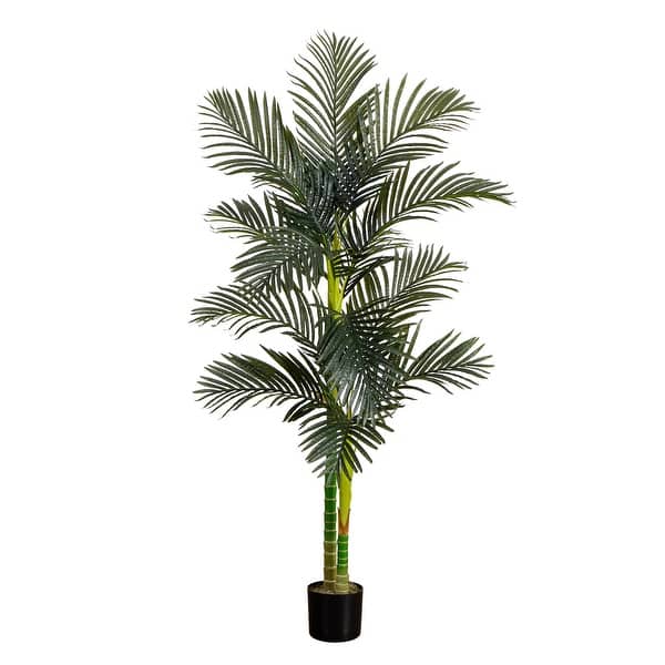 Nearly Natural 6-ft Artificial Double Stalk Golden Cane Palm Tree - Bed  Bath & Beyond - 41728583