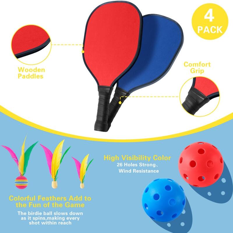 Portable Pickleball with Net, Racket Game, Fun Games for Family