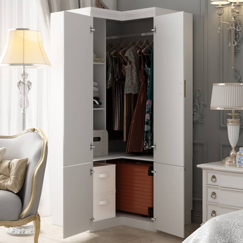 Armoires Wardrobes Shelves Door Bedroom Storage Closet(93.9"/74.2"H)