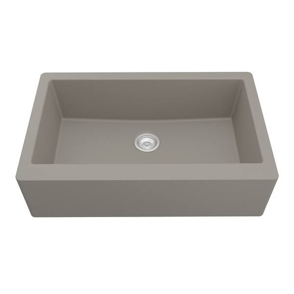 slide 21 of 64, Karran Farmhouse/ Apron-front Quartz Single Bowl Kitchen Sink Concrete