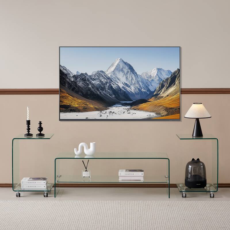 Clear Glass TV Table, Tempered Clear Glass TV Stand