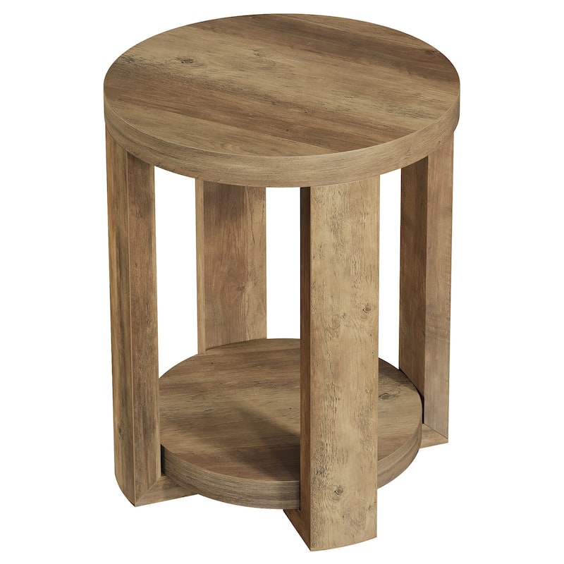Round End Side Table, Small Bedside Accent Furniture for Living Room