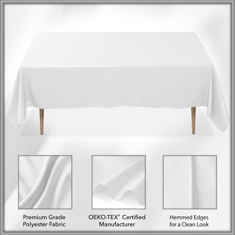 70 x 120in Rectangular Polyester Tablecloth White