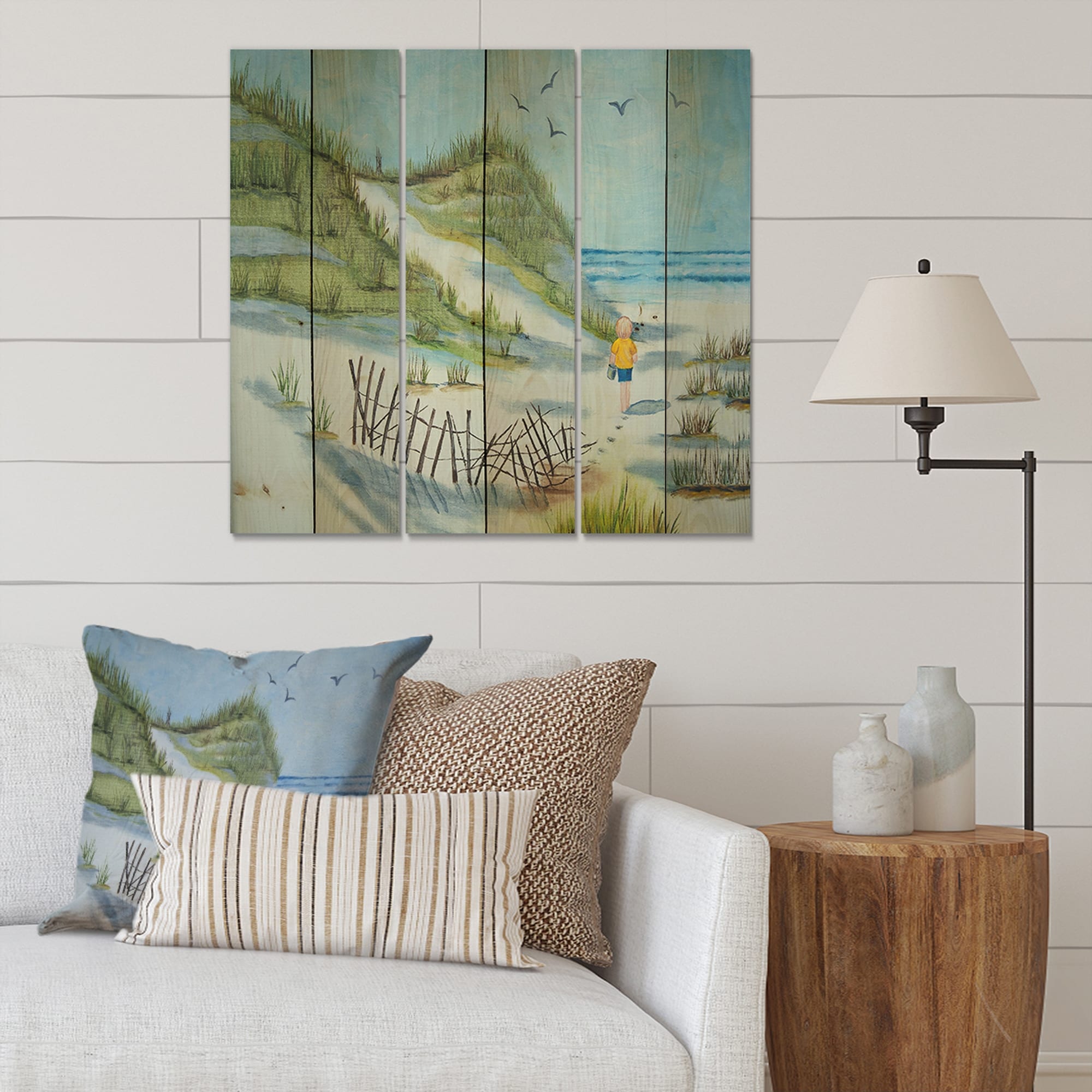 Designart 'Child Walking The Beach' Nautical & Coastal Print-image