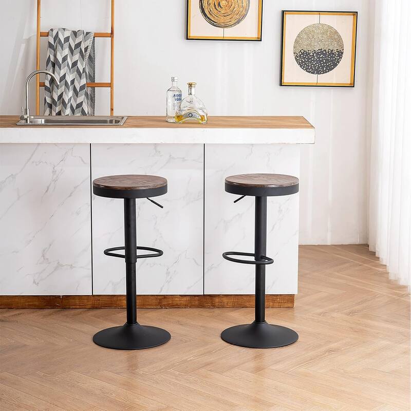 Bar Stools set of 2, Swivel Bar Chairs with Footrest for Kitchen Island