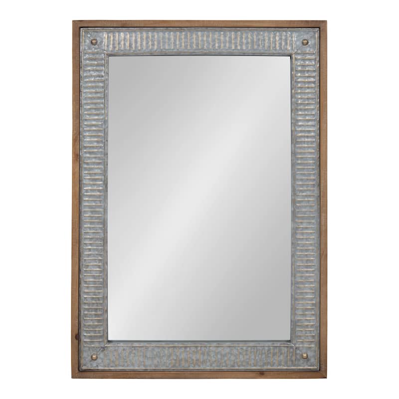 Kate and Laurel Deely Wood and Metal Wall Mirror - 27x39 - Rustic Brown