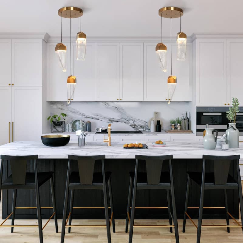 Modern LED 3-Light Chandeliers Island Pendant Lights for Kitchen Island - Gold