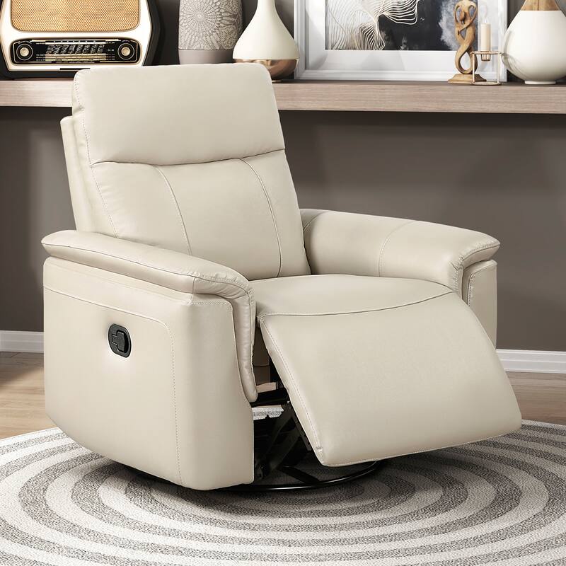 Koa 35" Leather Swivel Glider Reclining Chair - Gentle Gliding Motion