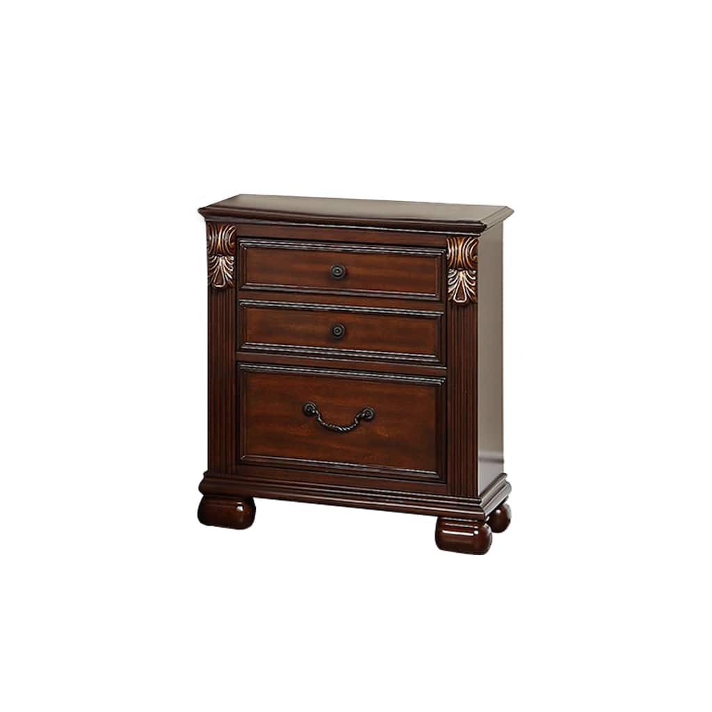 2-Drawer Wood Nightstand in Cherry Finish