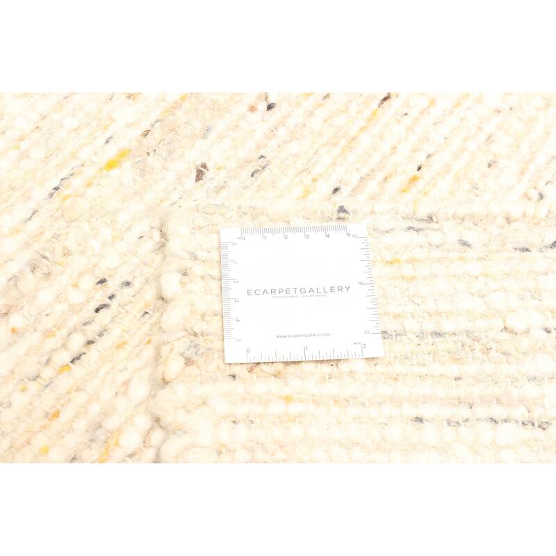 ECARPETGALLERY Braid weave Sienna Beige, Cream Wool Rug - 4'11 x 7'9