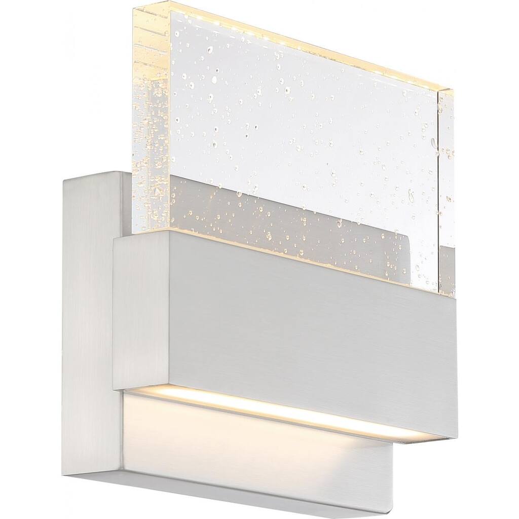 Ellusion LED Med Wall Sconce Polished Nickel Finish with Seeded Glass - N/A