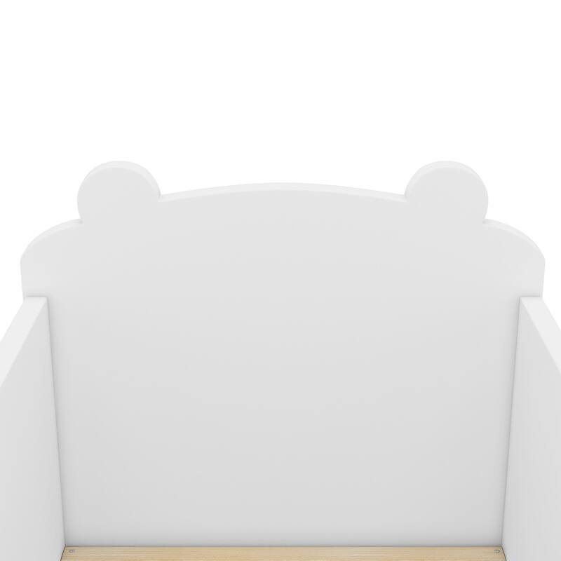 Toddler Floor Bed with Bear-shaped Headboard and Rounded Corners Guardrails for Ages 3-6, Open Baby Platform Bed Frame