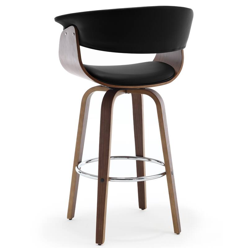 26"/29" Faux Leather Swivel Bar Stools, Wood Counter Stool
