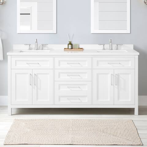 OVE Decors Tahoe III 72 in. Double Sink Bathroom Vanity in Pure White