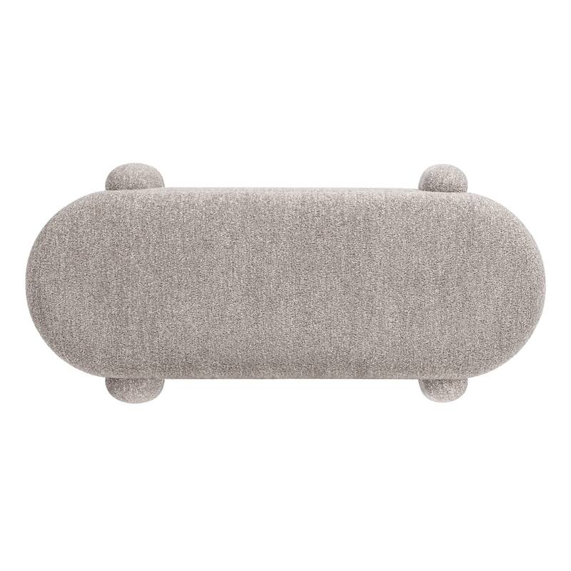 Modern Contemporary 49" Oval Fully Upholstered Storage Bench, Boucle, for Living room Bedroom