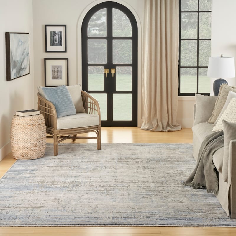 Nourison Modern Abstract Indoor only Blue Abstract Area Rug