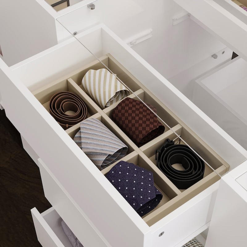 Display Dresser Cabinet Island Closet Organizer with Glass Top & Drawers