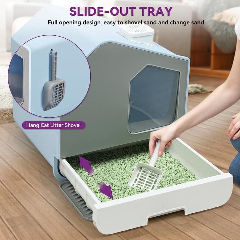 Moasis House-Like Cat Litter Box with Pads