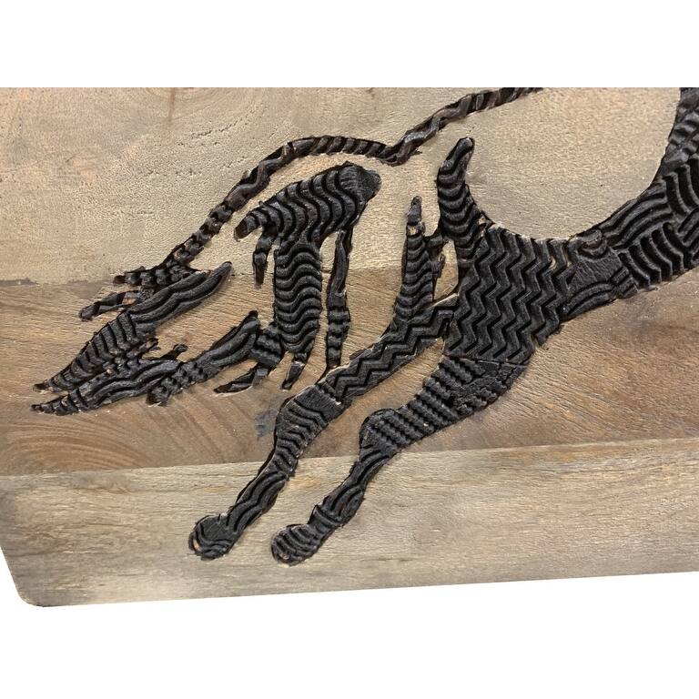 HomeRoots 19" X 24" Black And Brown Horse Solid Wood Hanging Dimensional Sculpture