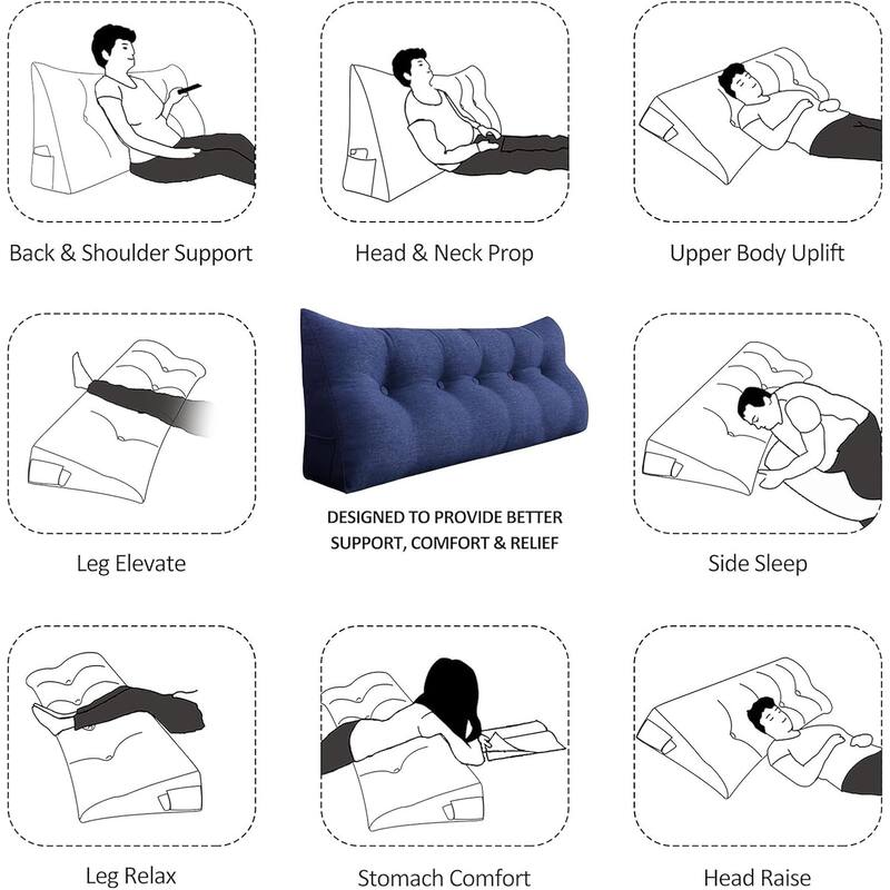 Backrest Reading Throw Pillow Wedge Headboard for Twin Bed