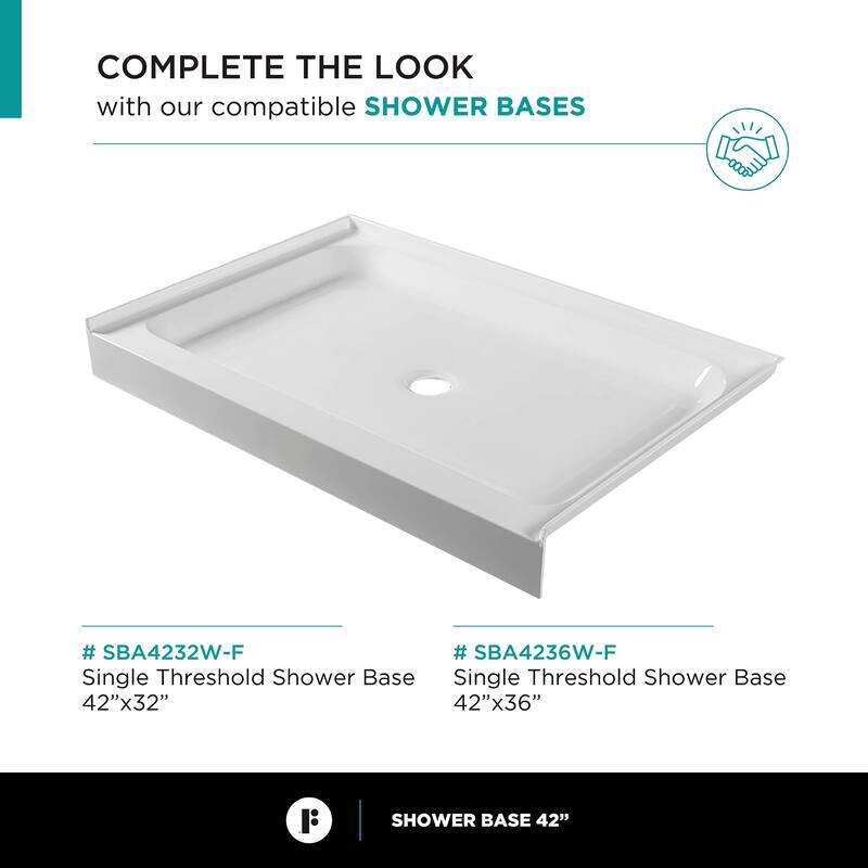 Fine Fixtures Hinged Clear Frameless Glass Shower Door Enclosure