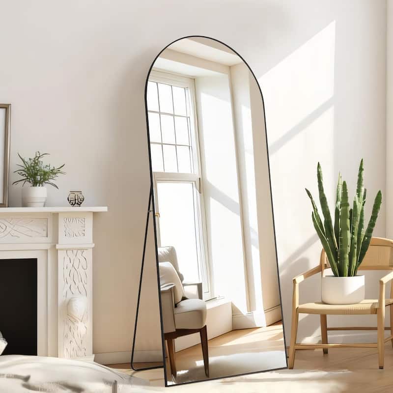 Arched Mirror Full Length, Upgraded 21"x64" Body Wall Mirrors with Shatter-Proof Glass, Floor Standing, Hanging or Leaning