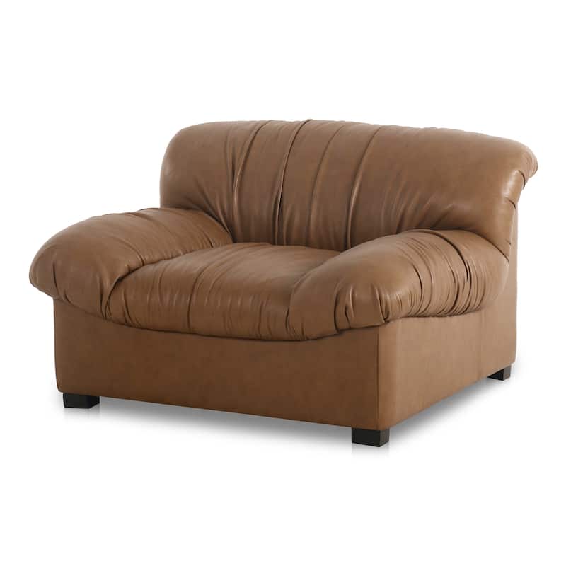 NADAAL STUDIOS Zarek Lounge Chair, Oversized Postmodern Design in Top Grain Leather, Tan